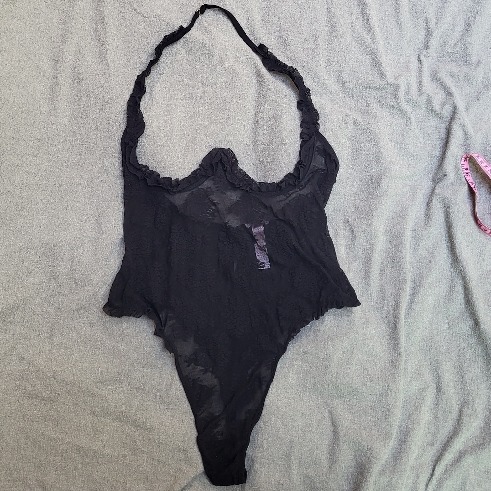 Savage x Fenty X-Large Open-cup black lace thong teddy